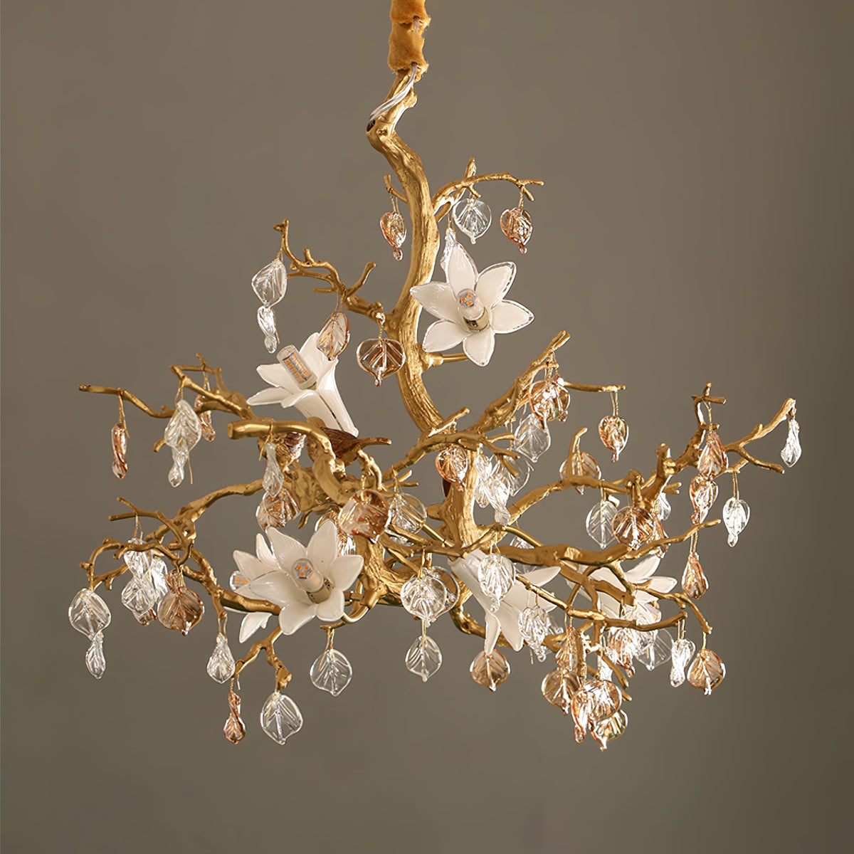 Brass crystal chandelier detail for chandelier finish comparison