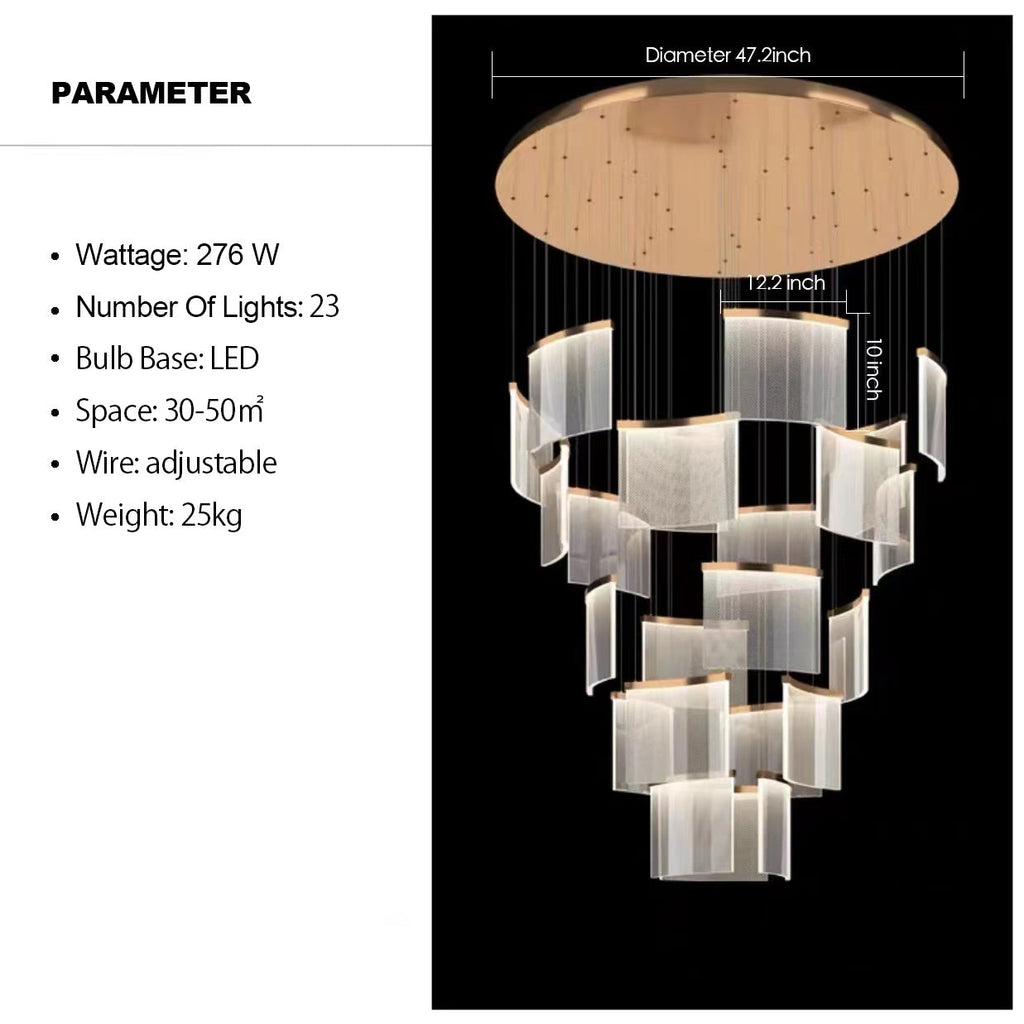 Acrylic Square Designer Tile Chandelier for Foyer and High Ceiling Living Room