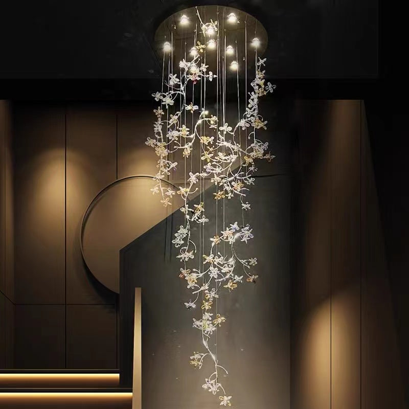 Luxury Branch Flower Crystal Chandelier for High-Ceiling / staircase / foyer / hallway
