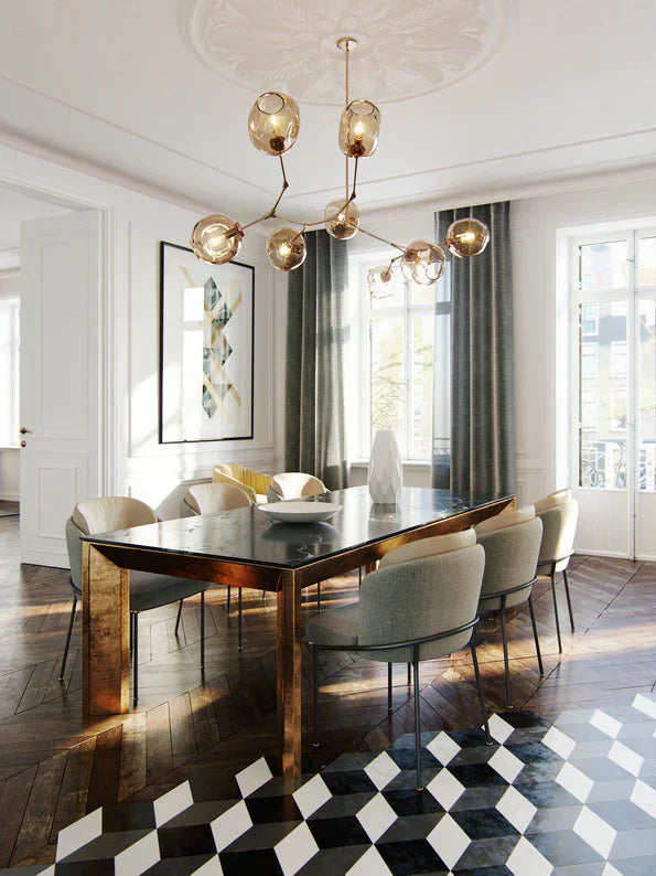 Modern Sputnik Smoky Gray / amber Glass Branch Chandelier for Kitchen Island / dining Room
