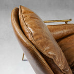 Vintage Forged Brown Leather Accent Chairs