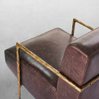 Vintage Forged Genuine Brown Leather Accent Chair