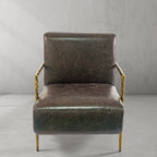 Vintage Forged Genuine Brown Leather Accent Chair