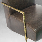 Vintage Forged Genuine Brown Leather Accent Chair