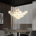 Modern Luxury Alabaster Cubic Round Pendant for Dining Table, Staircase