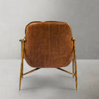 Vintage Forged Brown Leather Accent Chairs