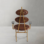 Vintage Forged High Back Brown Leather Lounge Accent Chair