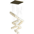 Modern Luxury Alabaster Cubic Round Pendant for Dining Table, Staircase
