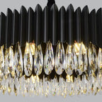 Modern Black Round Crystal Chandelier with K9 Crystals and Metal Finish for Living and Dining Room