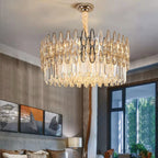 Modern Round / rectangular Raindrop Crystal Chandelier for Low-Ceiling