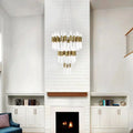 Post-Modern Simple Light Luxury 3-Tier Round Glass Tubes Chandelier