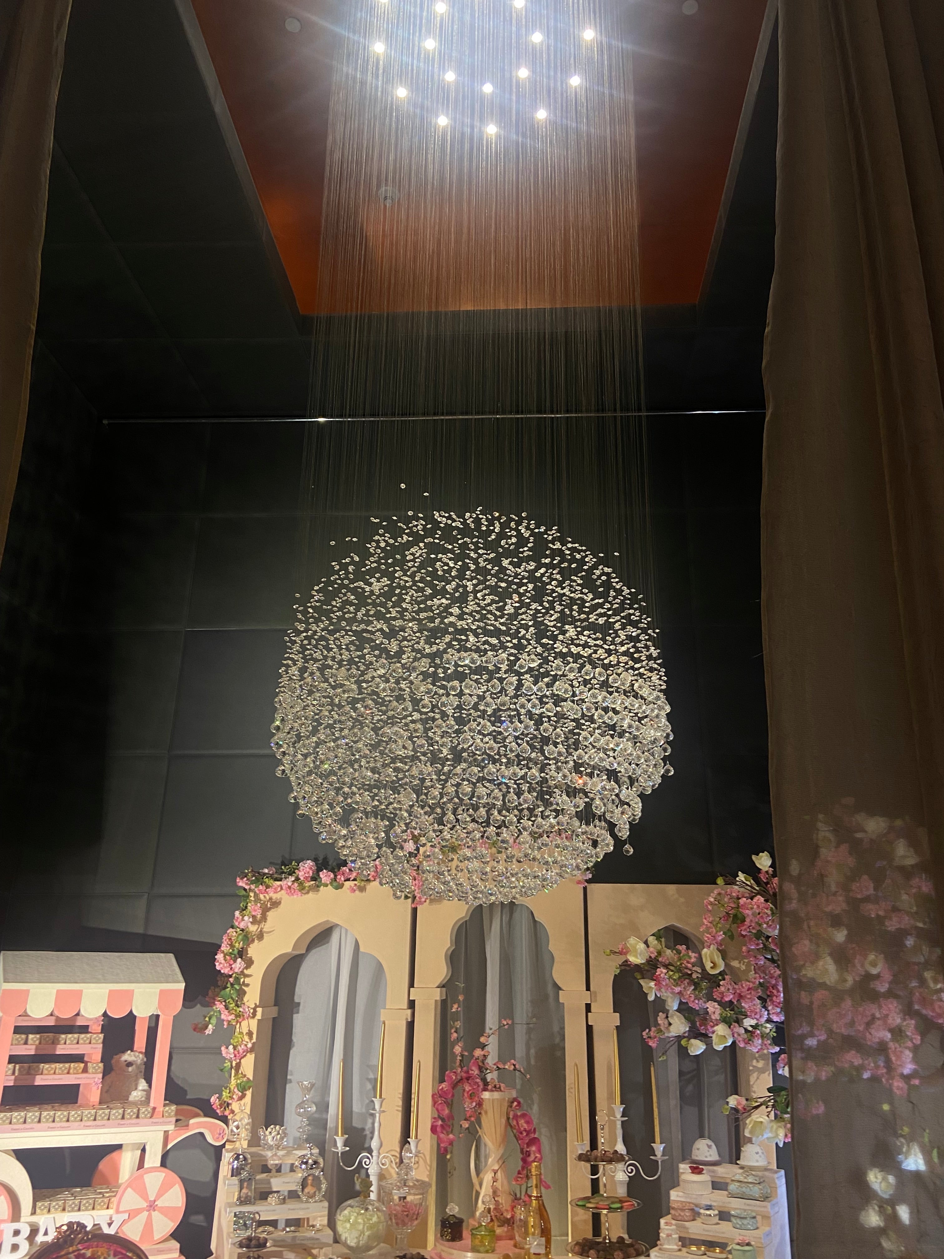 Modern Crystal Ball Raindrop Chandelier with Metal Finish for Living Room, Staircase, Foyer