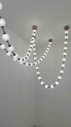 Modern Acrylic Ball Necklace Chandelier with Brass Finish for Living Room Staircase Foyer Entryway