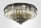 Smoke Gray Crystal Round Flush Mount Chandelier Light Luxury Finish