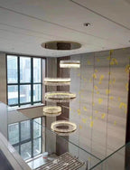 Gold Finish 5-Ring Crystal Chandelier with Metal and Glass Materials