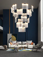 Acrylic Square Designer Tile Chandelier for Foyer and High Ceiling Living Room