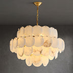 Alabaster Shell Brass Chandelier with 2 / 3 / 4 / 5 / 6 Layer