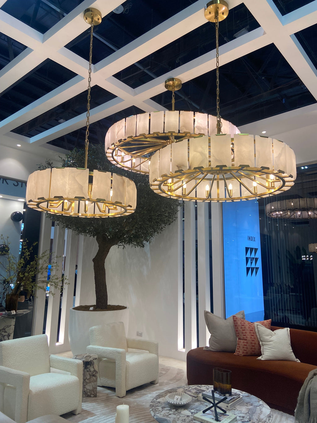 Modern Round Alabaster Chandelier for Living Room / bedroom