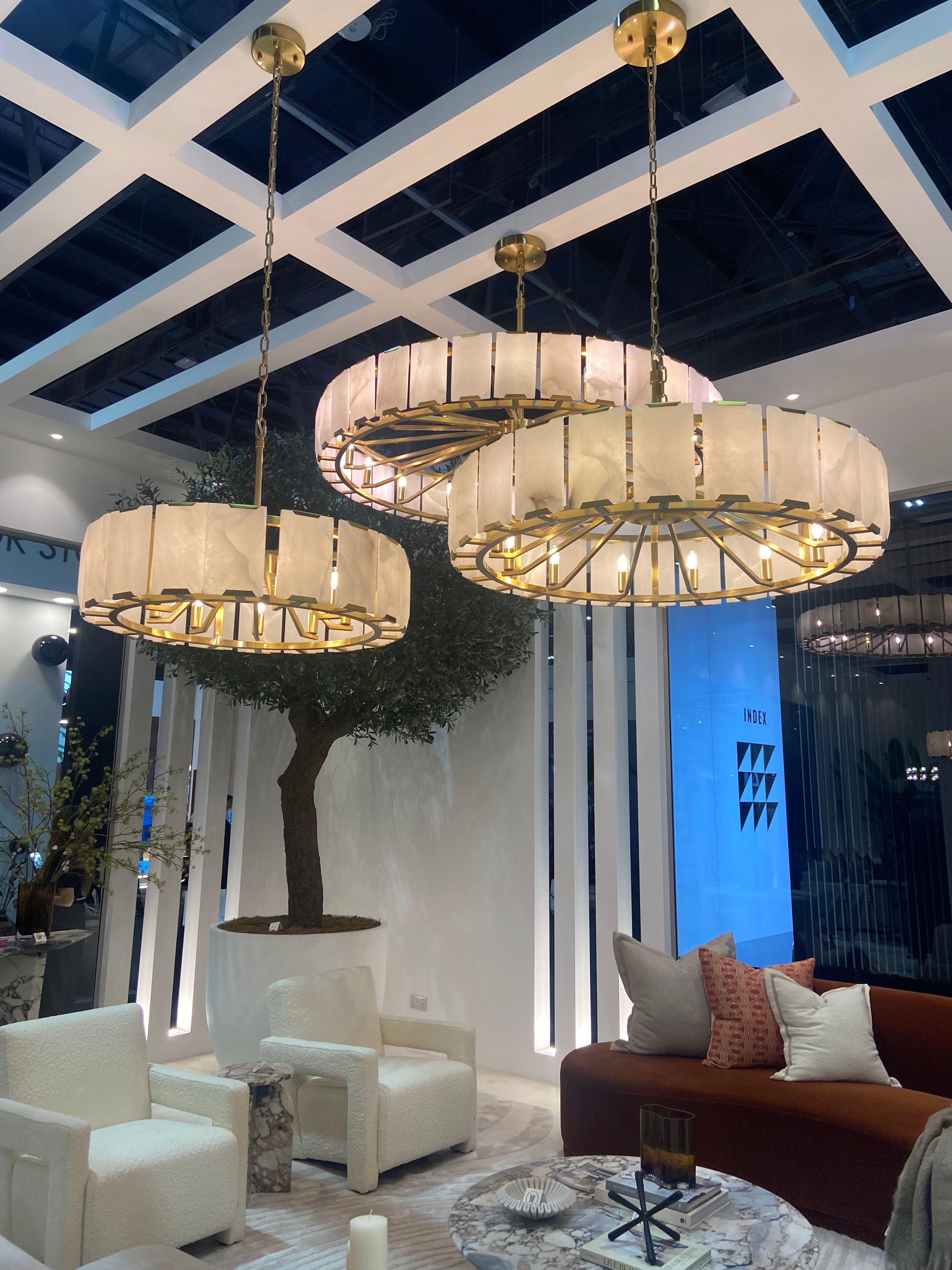 Modern Round Alabaster Chandelier for Living Room / bedroom