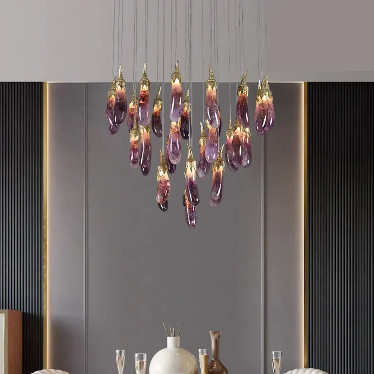 Eggplant-Shaped Chandelier Purple Color