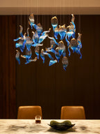 Galaxy Ocean Drift Blown Glass Crystal Spiral Chandelier