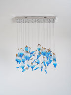 Galaxy Ocean Drift Blown Glass Crystal Spiral Chandelier