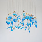 Galaxy Ocean Drift Blown Glass Crystal Spiral Chandelier