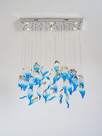 Galaxy Ocean Drift Blown Glass Crystal Spiral Chandelier