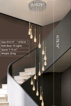 Modern Crystal Waterdrops Chandelier Foyer Staircase Ceiling Lamp Entryway Lighting