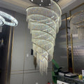 Chrome Stainless Steel Crystal Chandelier Large High Ceiling Light for Staircase Entrance