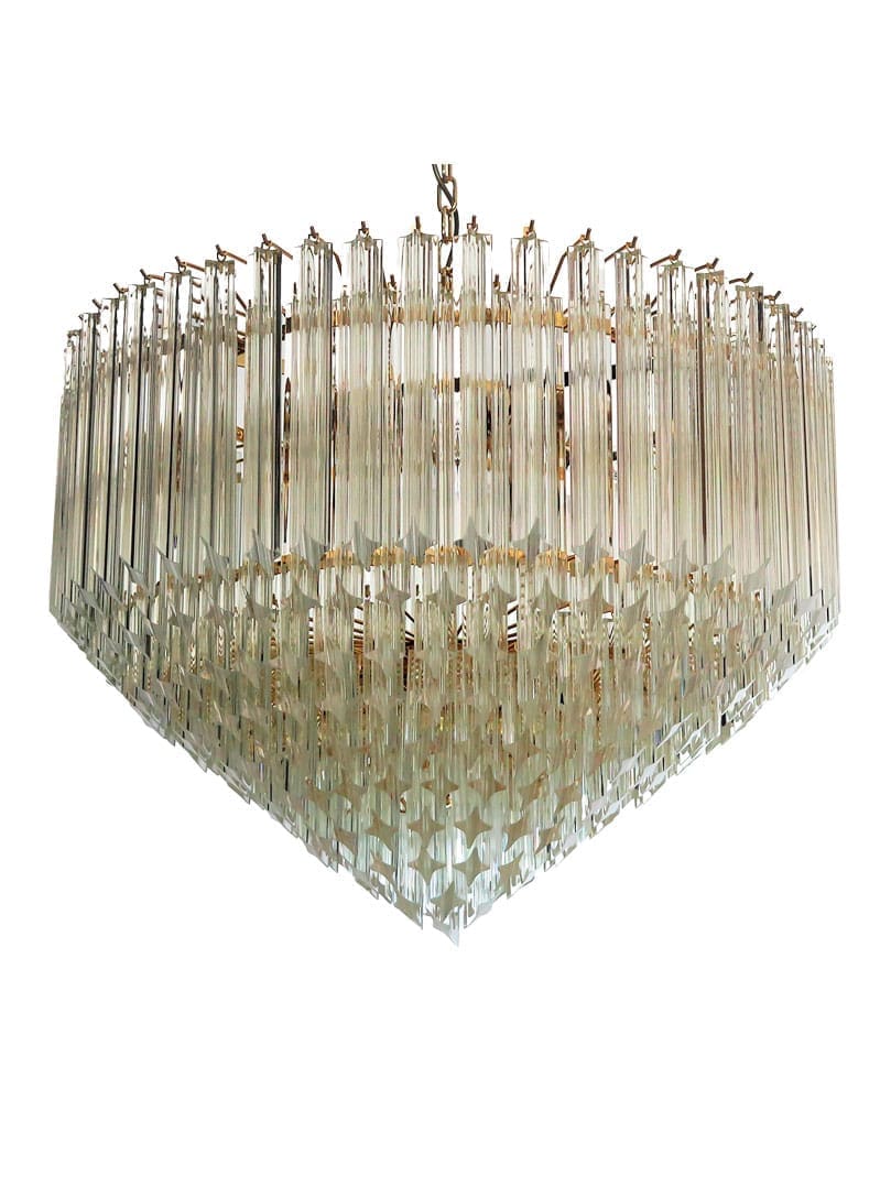Murano Glass Chandelier – Quadriedri – 265 Prisms – Transparent