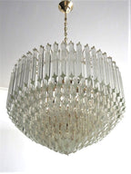 Murano Glass Chandelier – Quadriedri – 265 Prisms – Transparent
