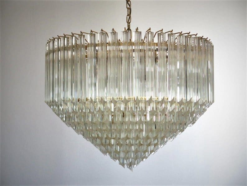 Murano Glass Chandelier – Quadriedri – 265 Prisms – Transparent