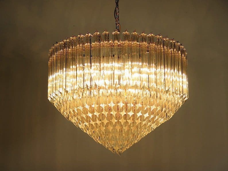 Murano Glass Chandelier – Quadriedri – 265 Prisms – Transparent