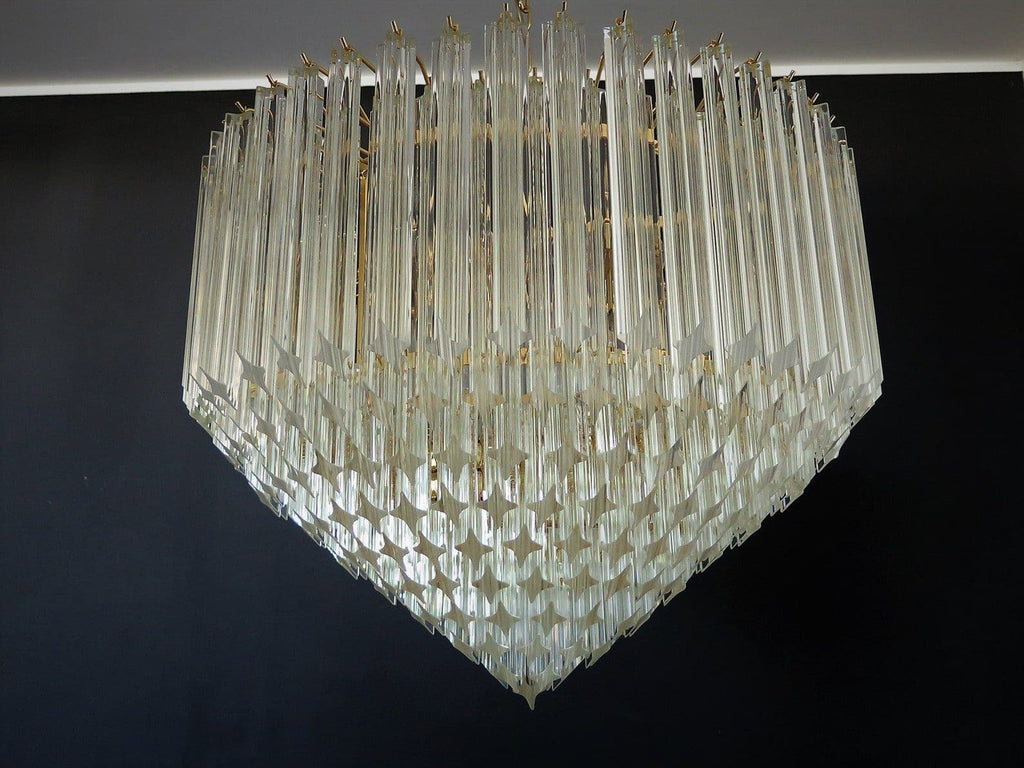 Murano Glass Chandelier – Quadriedri – 265 Prisms – Transparent