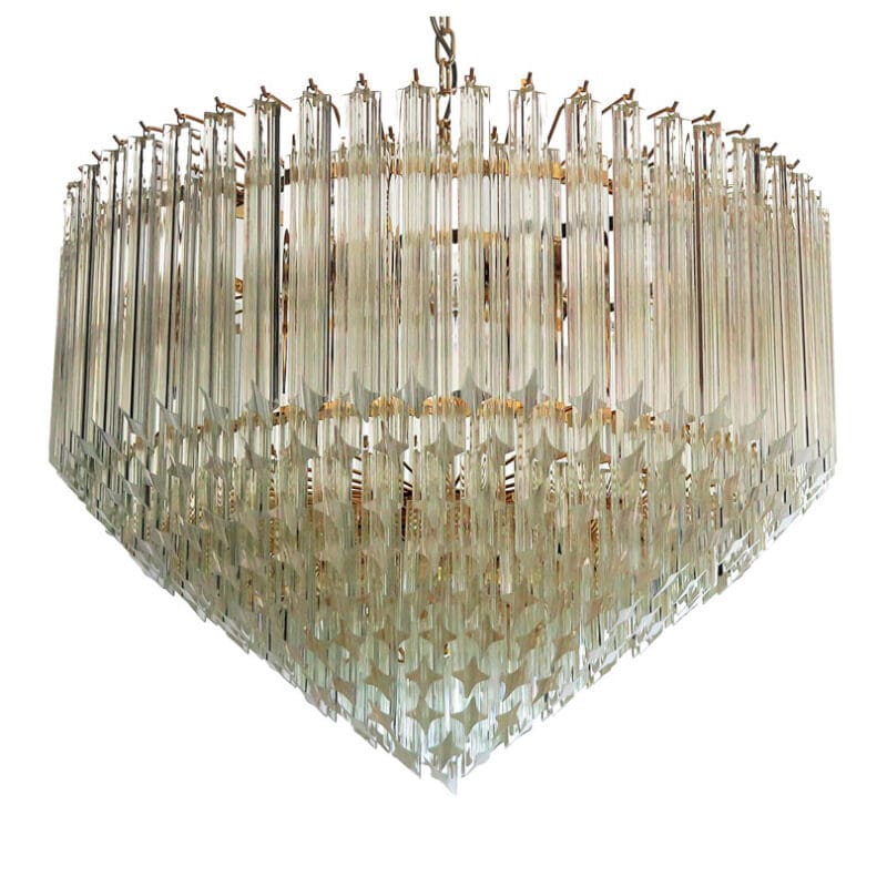 Murano Glass Chandelier – Quadriedri – 265 Prisms – Transparent