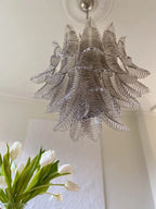 Murano Chandelier – 36 Glass Leaves – Smoked
