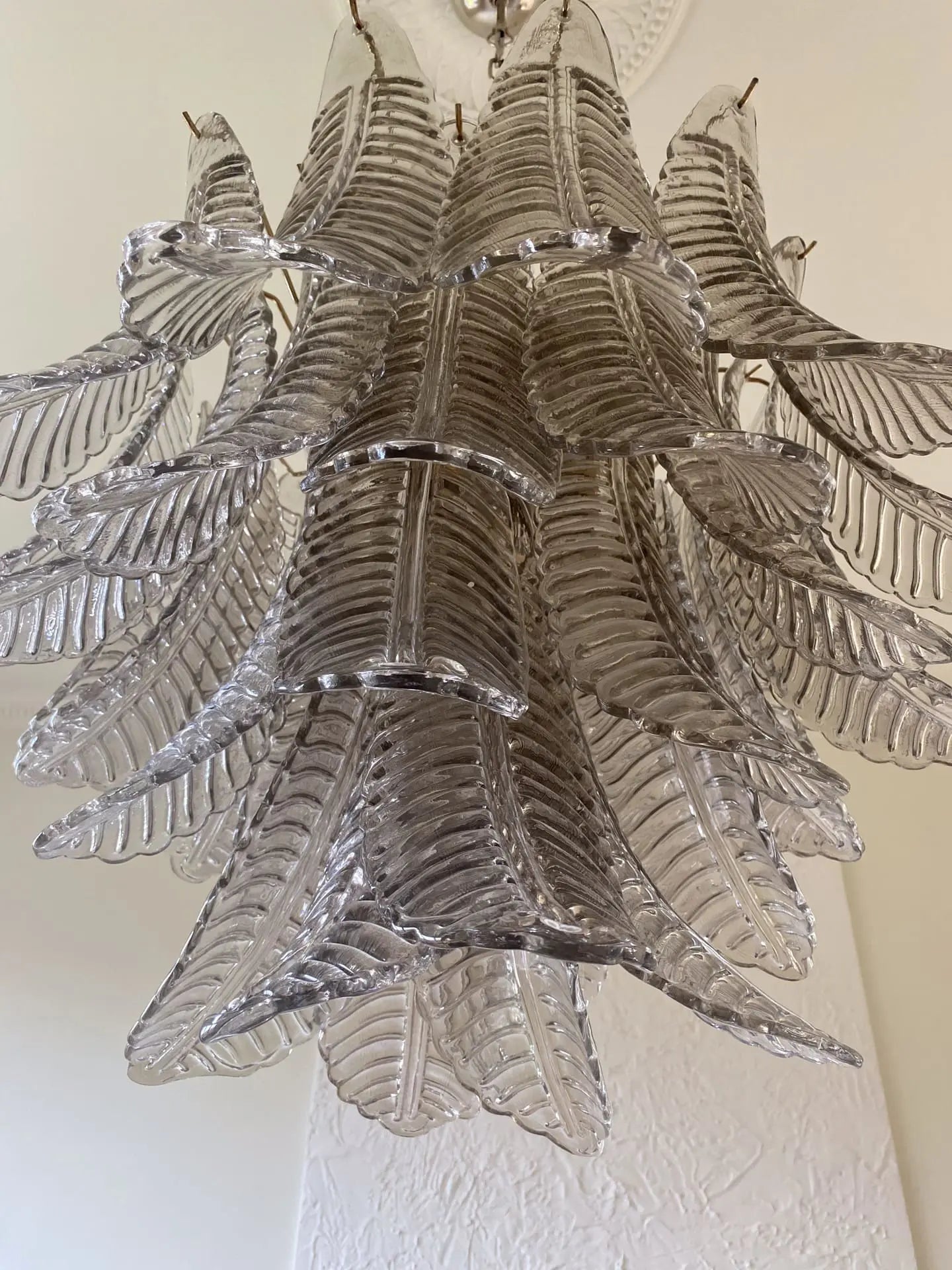 Murano Chandelier – 36 Glass Leaves – Smoked
