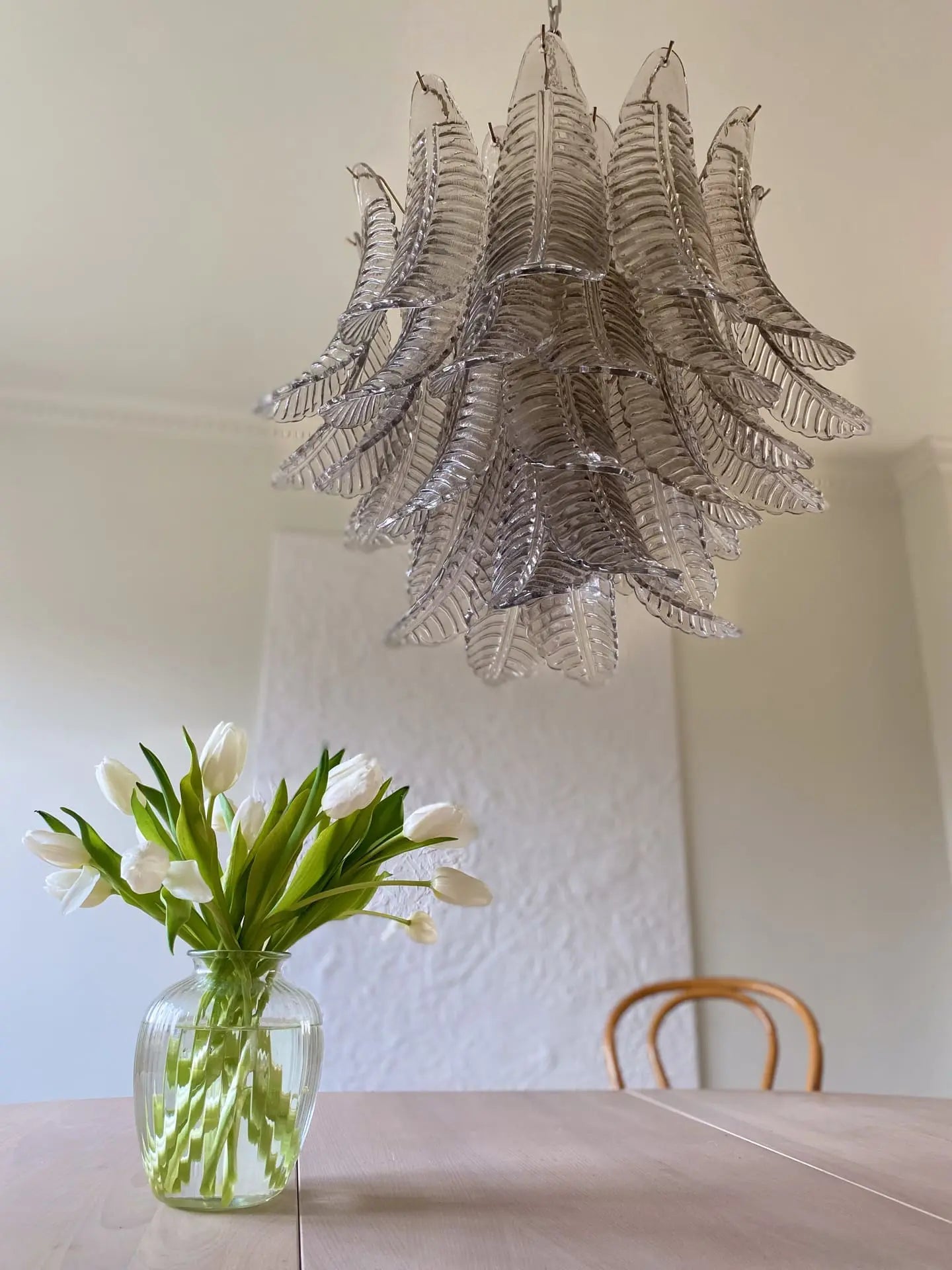Murano Chandelier – 36 Glass Leaves – Smoked