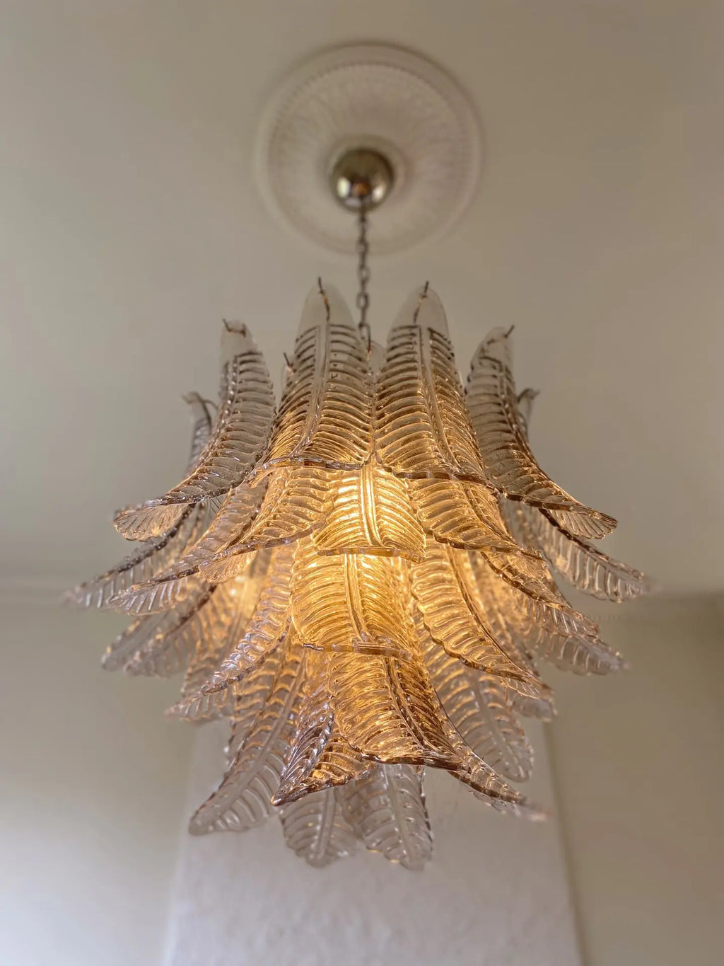 Murano Chandelier – 36 Glass Leaves – Smoked