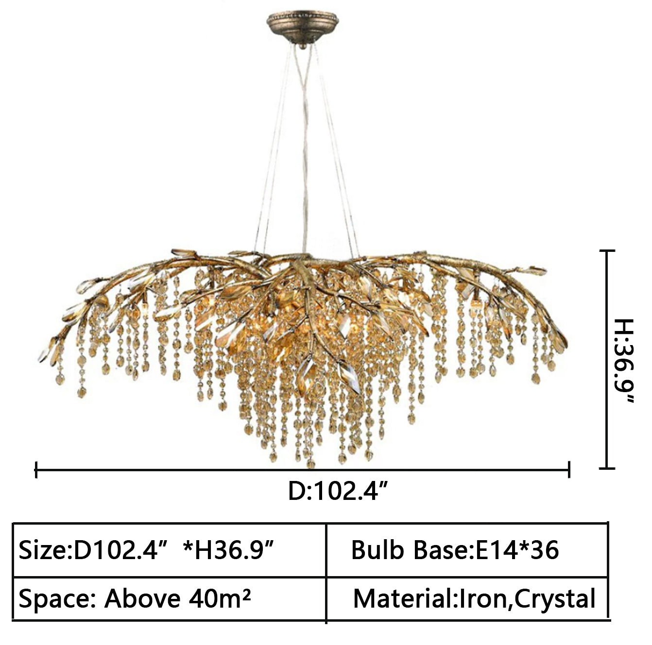 New Luxury Branch Crystal Pendant Chandelier Designer Creative Art Dining Room / living Room Light