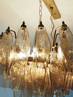 Murano Chandelier – Poliedri – 84 Glasses – Smoked