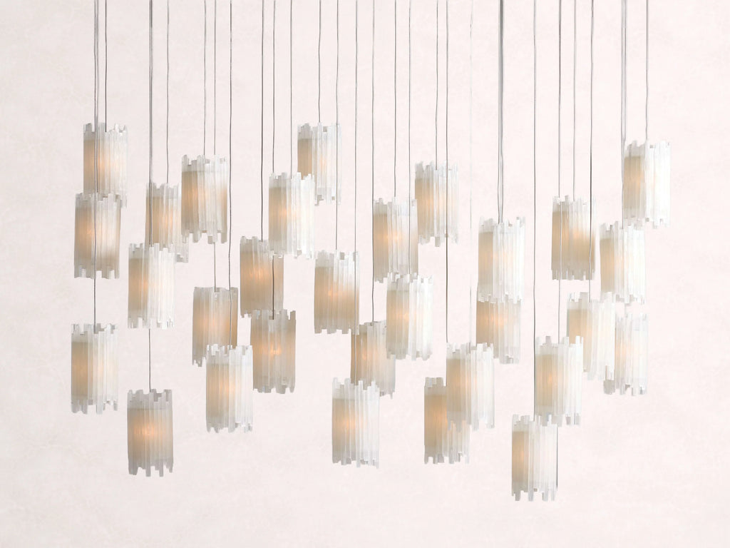 Gianna Rectangular Selenite Stone Chandelier 15 Light 20 Light