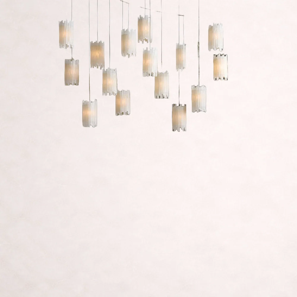 Gianna Rectangular Selenite Stone Chandelier 15 Light 20 Light