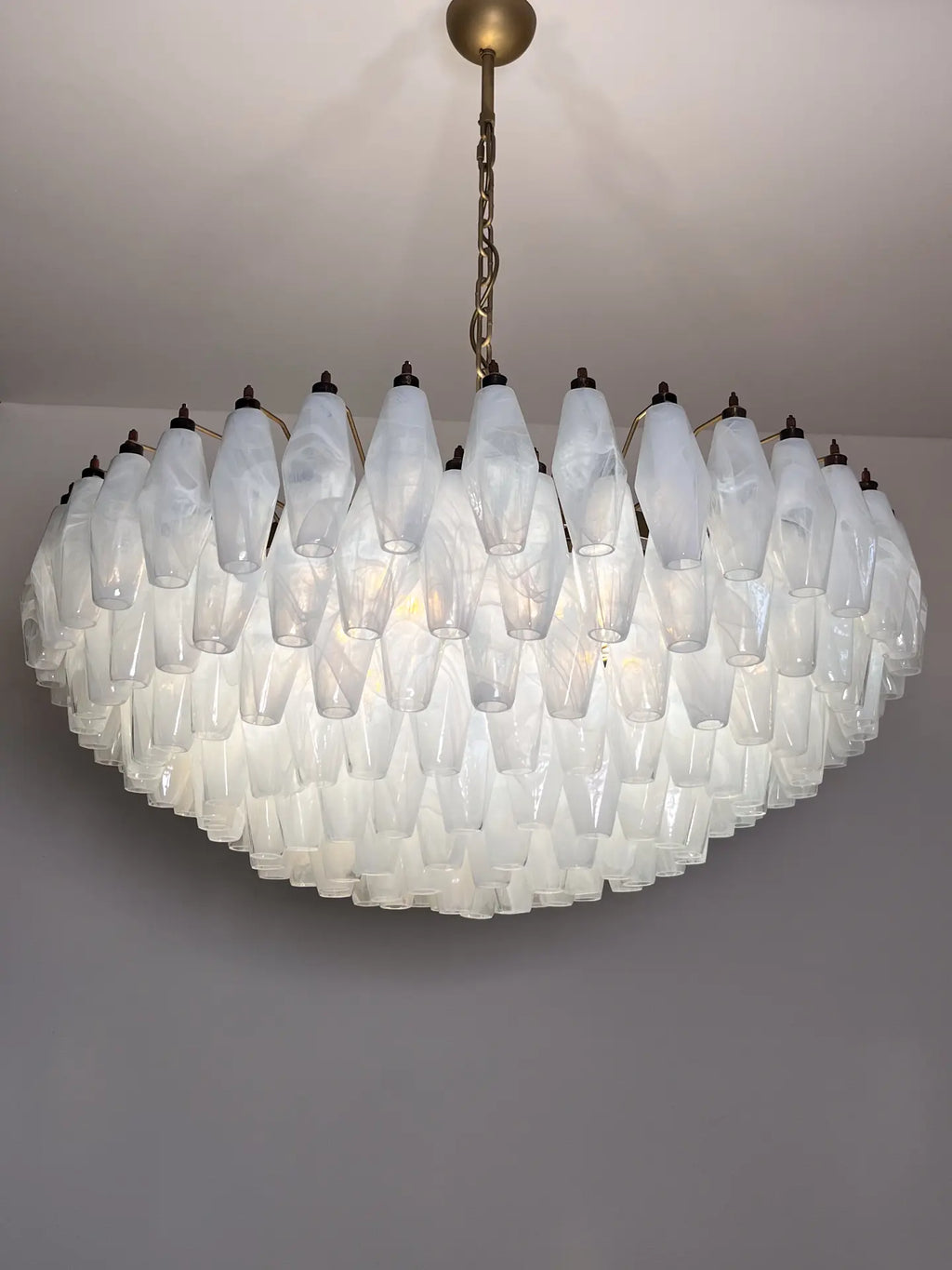 Murano Chandelier – Poliedri – 185 Glass – White Alabaster