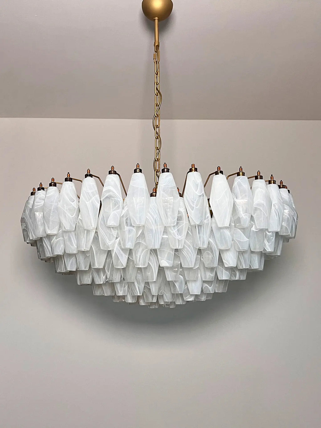 Murano Chandelier – Poliedri – 185 Glass – White Alabaster