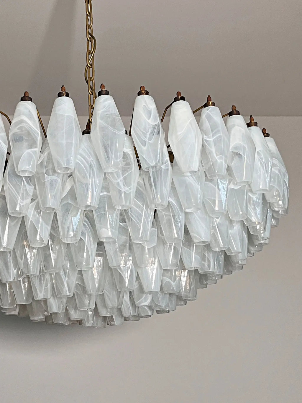 Murano Chandelier – Poliedri – 185 Glass – White Alabaster