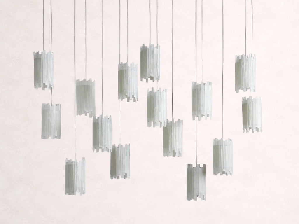 Gianna Rectangular Selenite Stone Chandelier 15 Light 20 Light