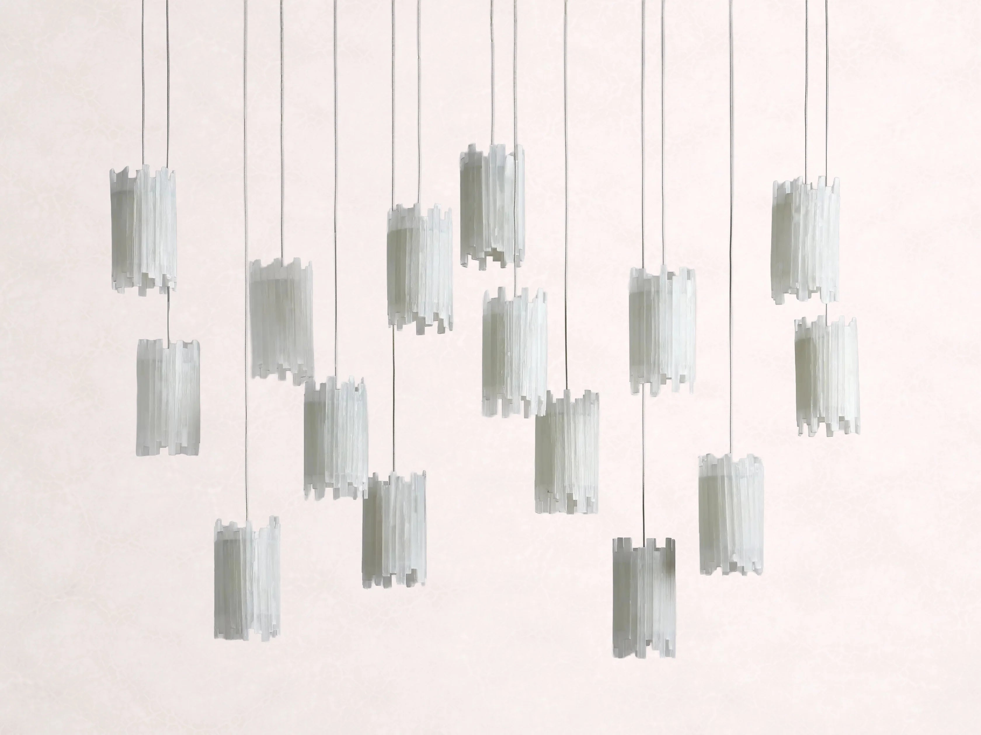Gianna Rectangular Selenite Stone Chandelier 15 Light 20 Light