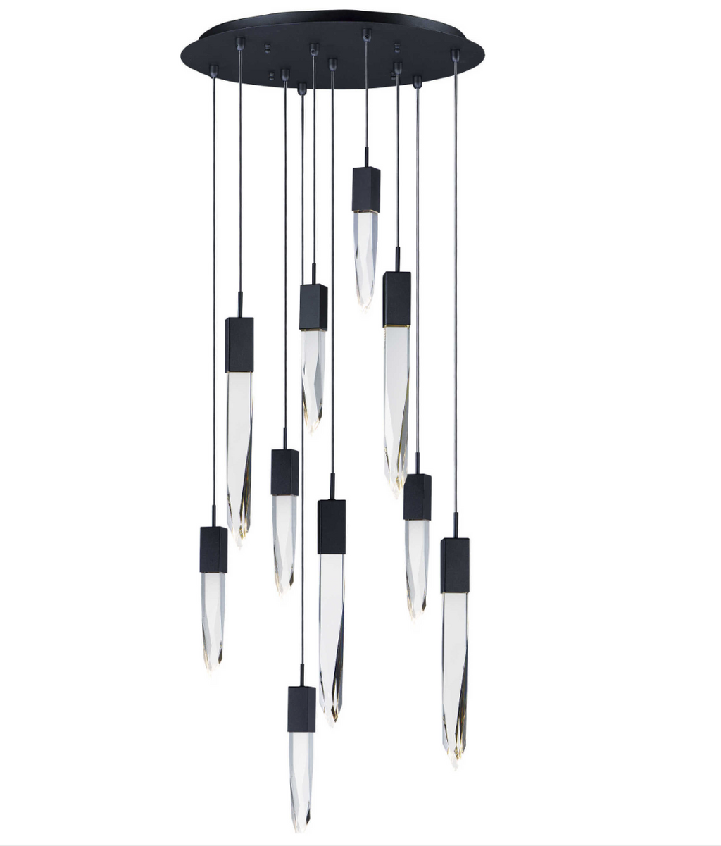 Modern Light Luxury Round / rectangle Ceiling Pendant Light in Black Finish for Kitchen Island / Staircase /